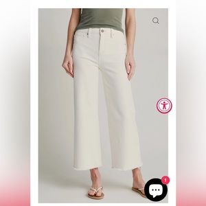 Risen Cream Cropped Wide Leg Jeans
